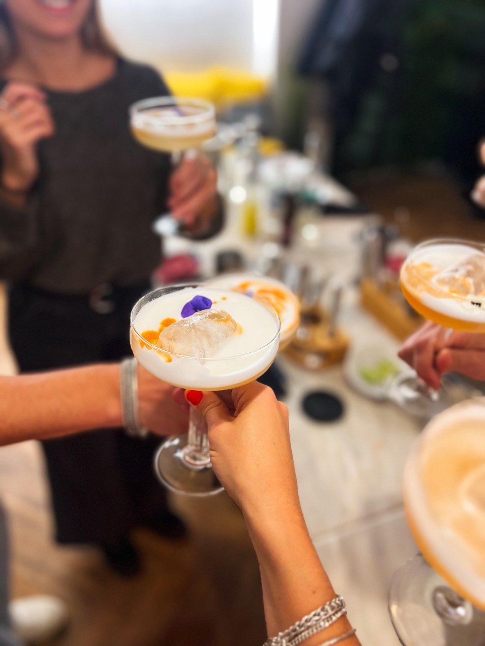 Brinde num workshop de cocktails